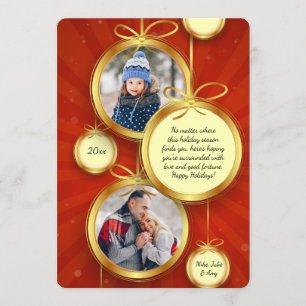 Carte de vacances photo des ornements de hanging