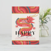Carte de vacances photo Dragon Red New Year 2024 (Debout devant)