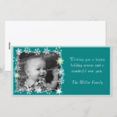 Carte de vacances photo encadrée de flocons de nei (Devant / Derrière)