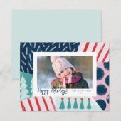 Carte de vacances photo festive joyeuse colorée (Devant / Derrière)