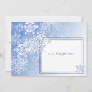 Carte de vacances photo Feu de neige bleu foncé et