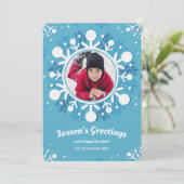 Carte de vacances photo flocon de neige (Debout devant)