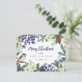 Carte de vacances photo Floral & Winter Bird | Pho (Debout devant)