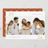 Carte de vacances photo Gold 2024 Nouvel An 3 (Devant / Derrière)