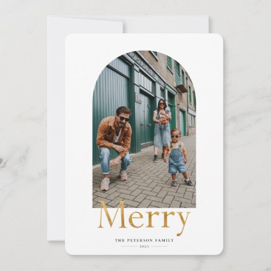 Carte de vacances photo Gold Merry Arch Frame (Devant)