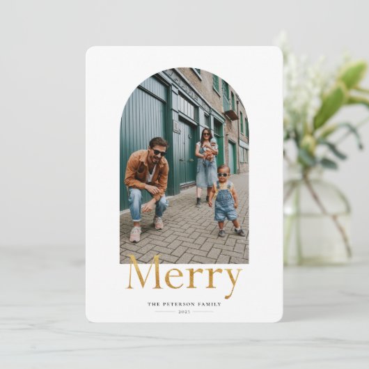 Carte de vacances photo Gold Merry Arch Frame (Debout devant)
