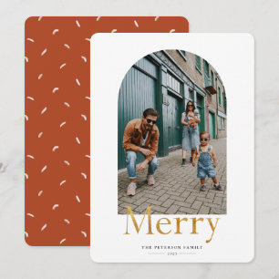 Carte de vacances photo Gold Merry Arch Frame