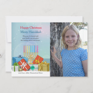 Carte de vacances photo Hanukkah et Noël