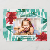 Carte de vacances photo Hibiscus rouge (Devant / Derrière)