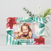 Carte de vacances photo Hibiscus rouge (Debout devant)