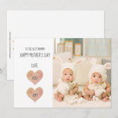 Carte de vacances photo Jour des mères Jumeaux (Devant / Derrière)