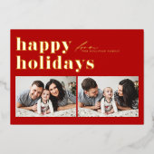 Carte de vacances photo Joyeuses Fêtes Deux Typogr (Recto)