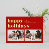 Carte de vacances photo Joyeuses Fêtes Deux Typogr (Debout devant)