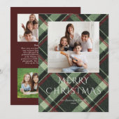 Carte de vacances Photo Joyeux Bordeaux et Vert Pi (Devant / Derrière)