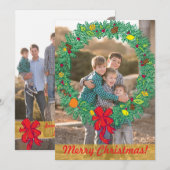Carte de vacances photo : Joyeux Noël Wreath Photo (Devant / Derrière)