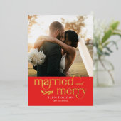 Carte de vacances photo Marié et Joyeux Foil (Debout devant)