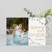 Carte de vacances photo "Merry and Bright" avec fe (Debout devant)