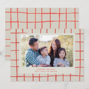 Carte de vacances photo mignonne à carreaux rouges