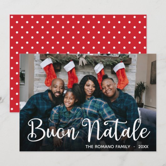 Carte de vacances photo moderne Buon Natale (Devant / Derrière)