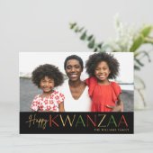 Carte de vacances photo moderne Happy Kwanzaa (Debout devant)