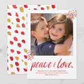 Carte de vacances photo moderne Peace & Love (Devant / Derrière)