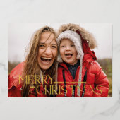 Carte de vacances photo moderne rouge Noël vrai fo (Recto)