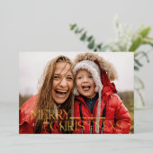 Carte de vacances photo moderne rouge Noël vrai fo (Debout devant)