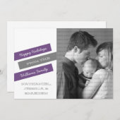 Carte de vacances photo moderne Slant (violet/gris (Devant / Derrière)