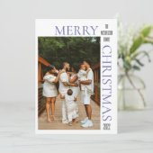 Carte de vacances photo moderne violet Joyeux Noël (Debout devant)