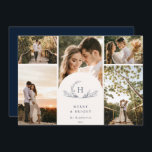 Carte de vacances photo Monogramme 5<br><div class="desc">Couronne de monogramme botanique verte bio,  5 cartes de vacances photo.</div>