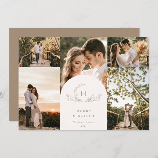 Carte de vacances photo Monogramme 5 (Devant / Derrière)