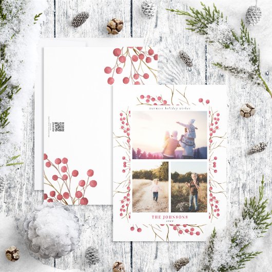 Carte de vacances photo Natural Winter Red Berry 3