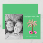 Carte de vacances photo palmier avec voeux chaleur (Devant / Derrière)
