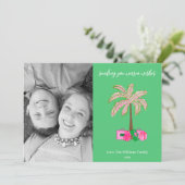 Carte de vacances photo palmier avec voeux chaleur (Debout devant)