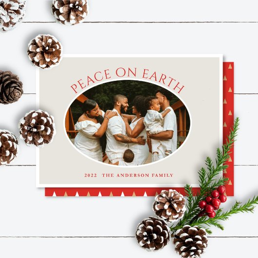 Carte de vacances photo Peace on Earth Red Cameo