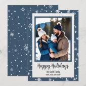 Carte de vacances photo personnalisée bleue (Devant / Derrière)