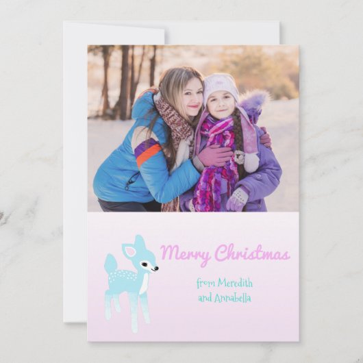 Carte de vacances photo personnalisée de Deer vint (Devant)