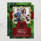 Carte de vacances photo Pine/Red/Gold Frame (Devant / Derrière)