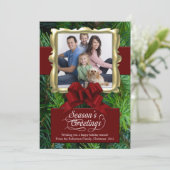 Carte de vacances photo Pine/Red/Gold Frame (Debout devant)