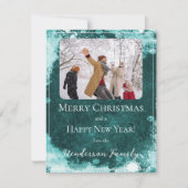 Carte de vacances photo plate avec flocons de neig (Devant)