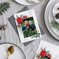 Carte de vacances photo Poinsettia Frame V