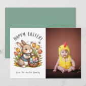 Carte de vacances photo Poppy, Bunny et Pâques (Devant / Derrière)