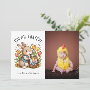 Carte de vacances photo Poppy, Bunny et Pâques