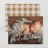 Carte de vacances photo pour bébé Script de Noël (Devant / Derrière)