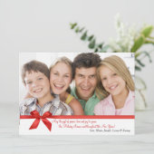 Carte de vacances photo rectangle avec ruban rouge (Debout devant)