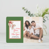 Carte de vacances photo Red Bow Pinecones (Debout devant)