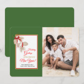 Carte de vacances photo Red Bow Pinecones (Devant / Derrière)