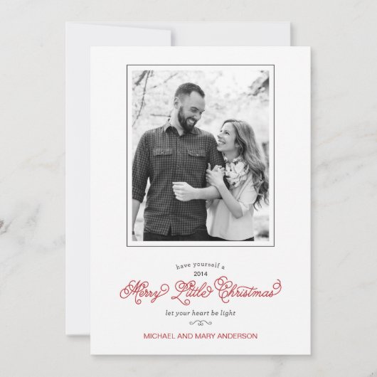 Carte de vacances photo rouge au cœur léger (Devant)