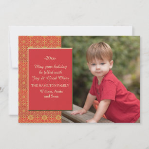 Carte de vacances photo rouge et or