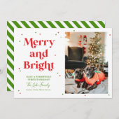 Carte de vacances photo rouge et vert joyeuse et l (Devant / Derrière)